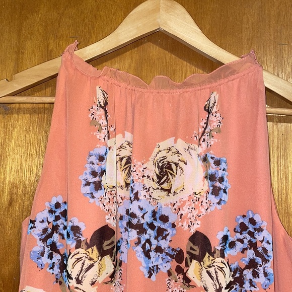 •MAX STUDIO M.S.S.P•FLORAL WITH BLUE TRIM CHIFFON PLEATED DRESS SIZE SMALL EUC - Picture 6 of 9